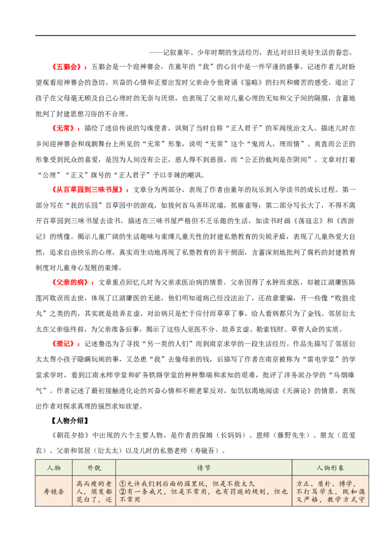 第36讲七年级名著导读梳理（讲义）（全国通用）（原卷版）_120中考语文全套复习_中考语文复习总复习_一轮复习资料_完2024年中考语文一轮复习课件+讲义+练习（全国通用）