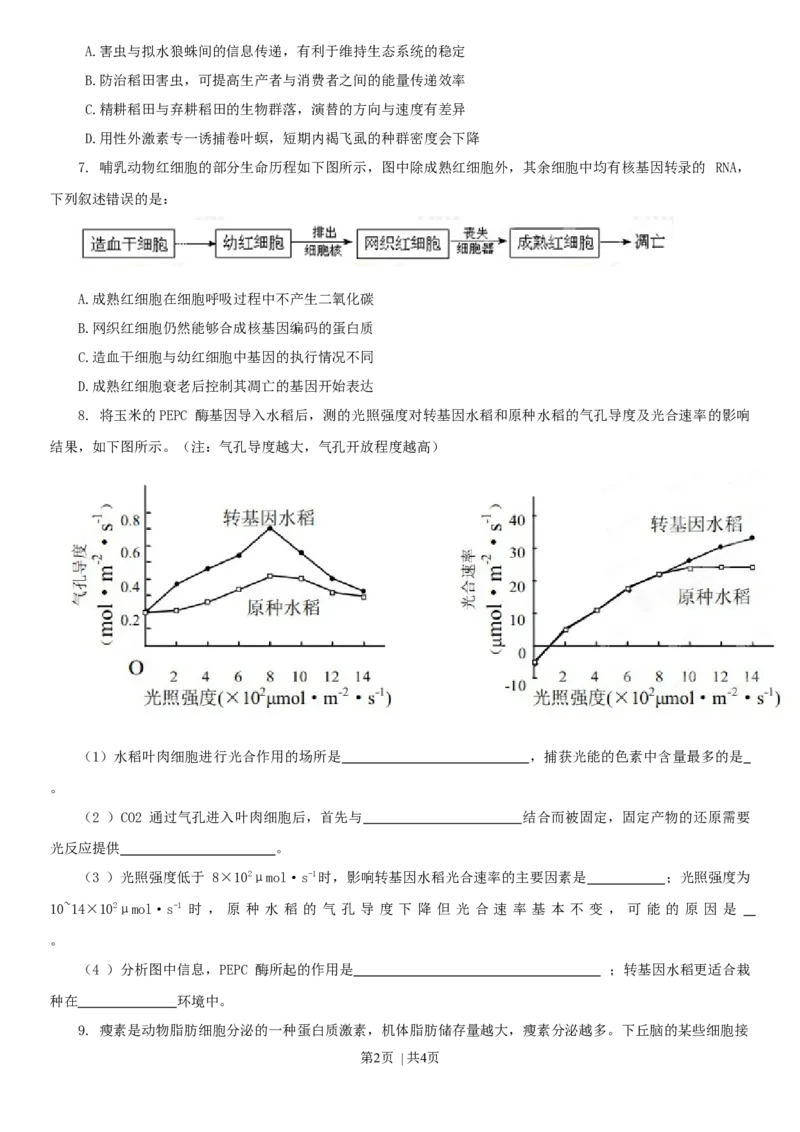 2013年高考生物试卷（四川）（空白卷）_1.高考2025全国各省真题+答案_01.2008-2024全国高考真题（按省份分类）_18.四川_2008-2024&middot;（四川）生物高考真题