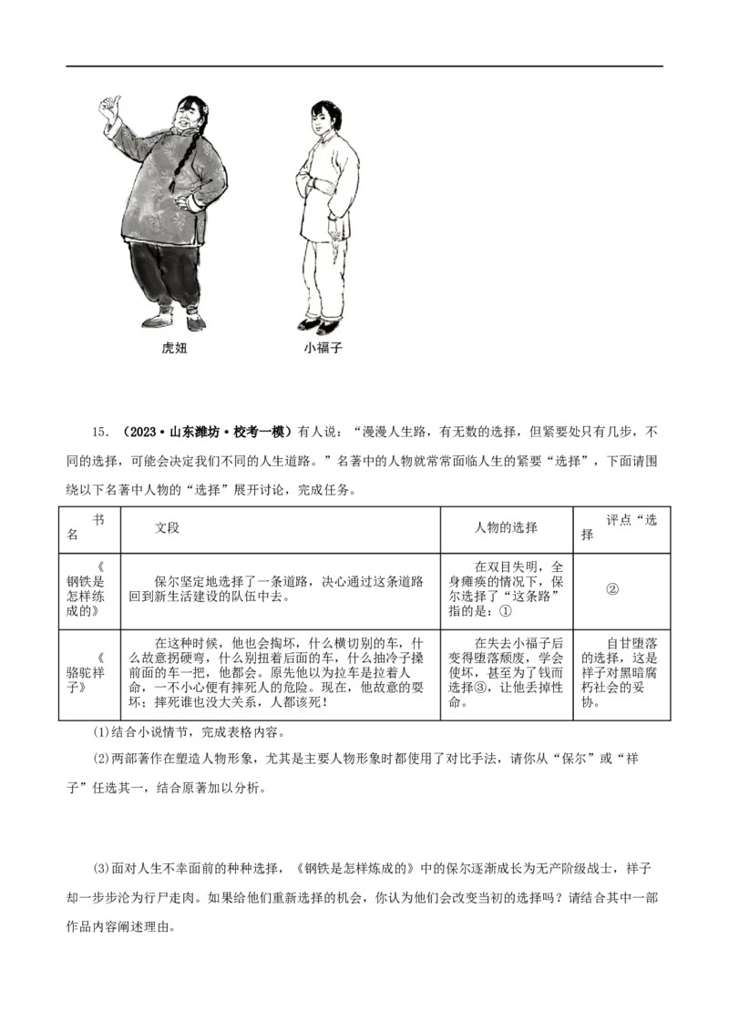 专题13中考名著试题精选60题（一）（原卷版）_120中考语文全套复习_中考语文复习总复习_专项复习资料_完2024年中考语文名著阅读知识知识梳理+真题练习