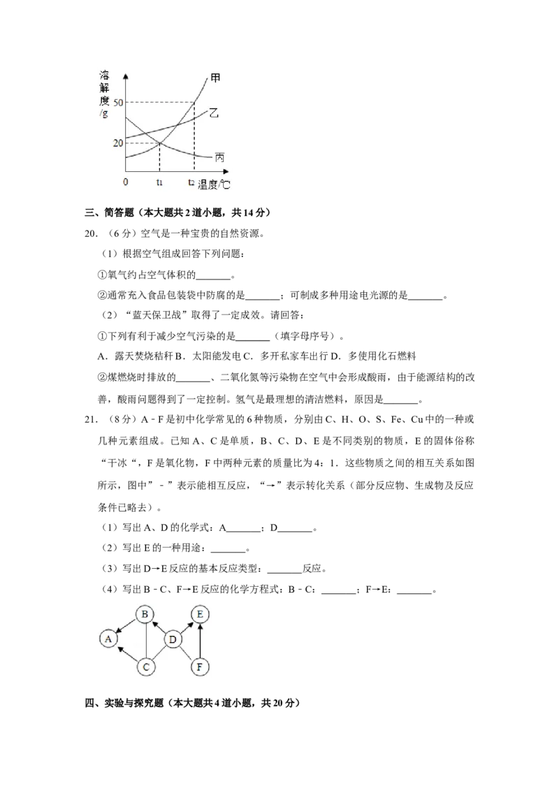 2018年辽宁省营口市中考化学试题（空白卷）_中考真题_5.化学中考真题2015-2024年_地区卷_辽宁化学_辽宁化学_营口化学15-22