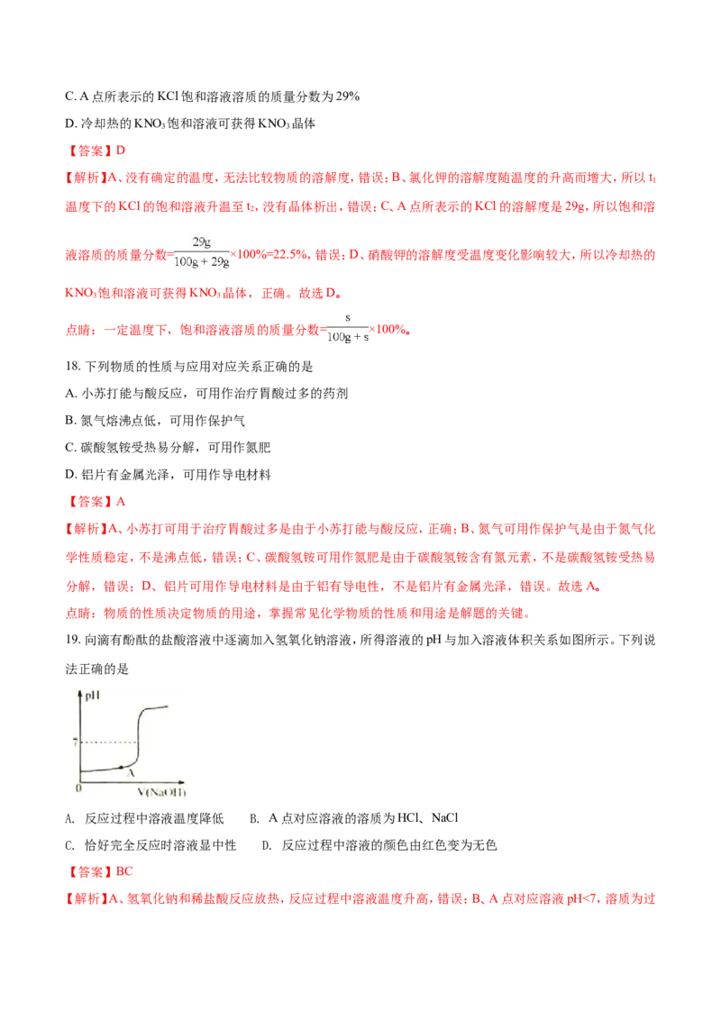 2018年扬州市中考化学试题及答案_中考真题_5.化学中考真题2015-2024年_地区卷_江苏省_扬州中考化学08-22