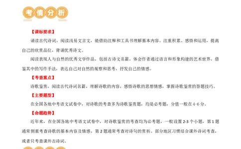 第10讲七下课标古诗词复习（讲义）（全国通用）（原卷版）_120中考语文全套复习_中考语文复习总复习_一轮复习资料_完2024年中考语文一轮复习课件+讲义+练习（全国通用）