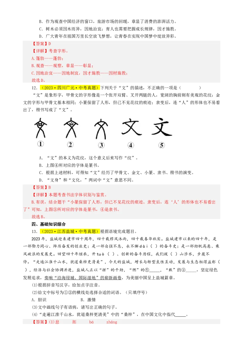 热点01字音字形（两大考点四种题型三种技巧）（全国通用）（解析版）_120中考语文全套复习_中考语文复习总复习_二轮复习资料_完2024年中考语文专题练习（全国通用）_热点