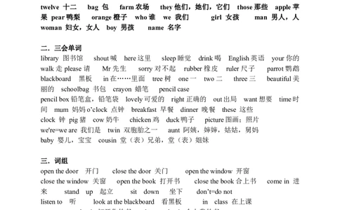 小学三年级下册-译林版英语：单词、词组、句型归纳复习_三年级上下册资料_三年级上语数英上下册学习资料_3-8-6、小学三年级英语下册_译林版_1、知识点总结