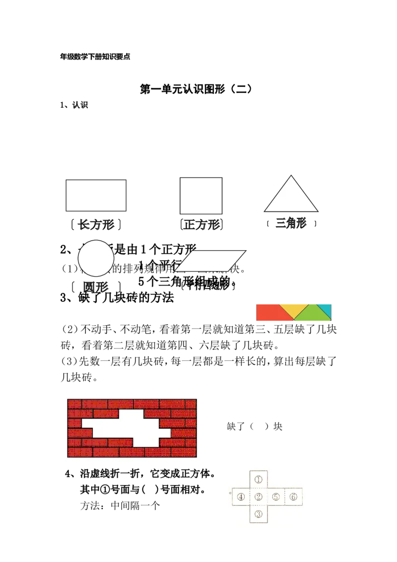 新人教版一年级数学下册期末考试复习知识要点_一年级上下册资料_小学一年级学习资料-25年更新版_1-04、小学一年级数学下册_1-4-1、复习、知识点、归纳汇总_人教版
