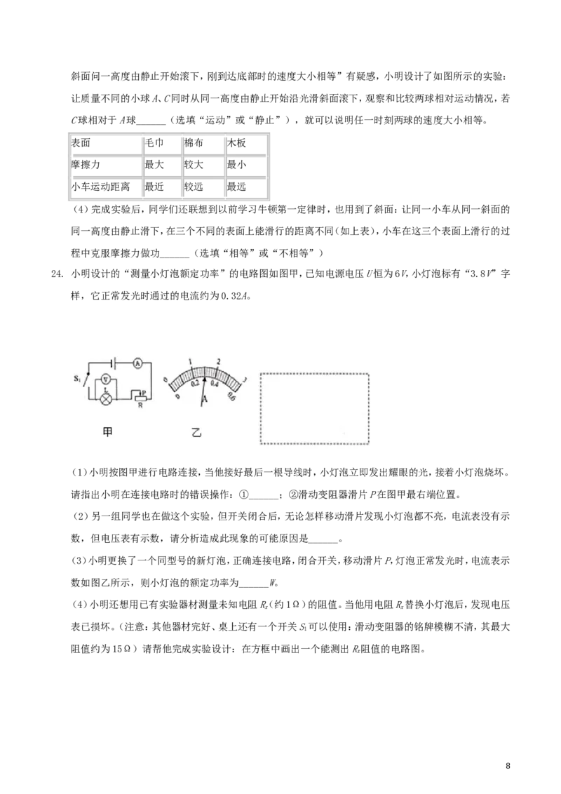 2019年湖南省娄底市中考物理试题及答案解析_中考真题_4.物理中考真题2015-2024年_地区卷_湖南省_娄底物理17-22