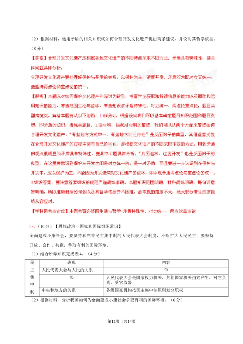 2013年高考政治试卷（山东）（解析卷）_1.高考2025全国各省真题+答案_01.2008-2024全国高考真题（按省份分类）_15.山东_2008-2024&middot;（山东）政治高考真题