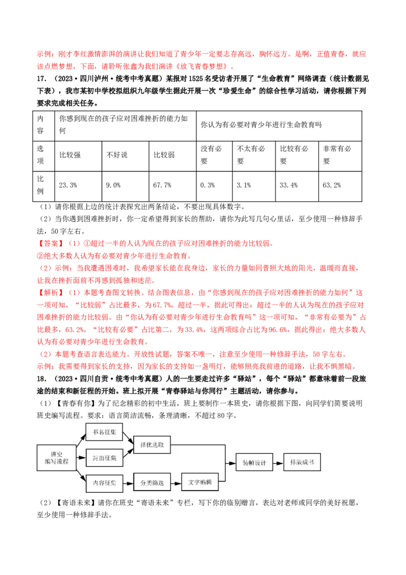 考点10综合性学习（好题冲关&middot;真题演练）（解析版）_120中考语文全套复习_中考语文复习总复习_一轮复习资料_完2024年中考语文一轮复习讲义练习（全国通用）_第一部分：帮基础