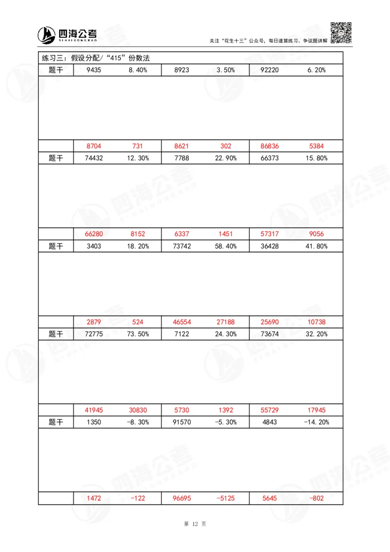 40期速算无过程版答案_2026考公资料_花生十三合集_（96）申论全勤全返、速算训练营、数量刷题营_速算训练营（39期-43期）_40期速算训练营