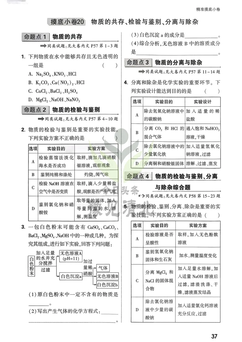 化学精准摸底小卷_2026万唯系列预习复习_2026版初中《万唯中考真题》分类与新考法（化学地理）_化学