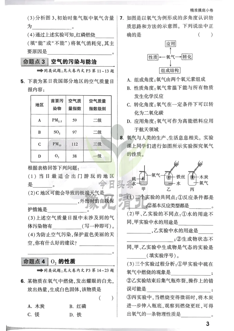 化学精准摸底小卷_2026万唯系列预习复习_2026版初中《万唯中考真题》分类与新考法（化学地理）_化学