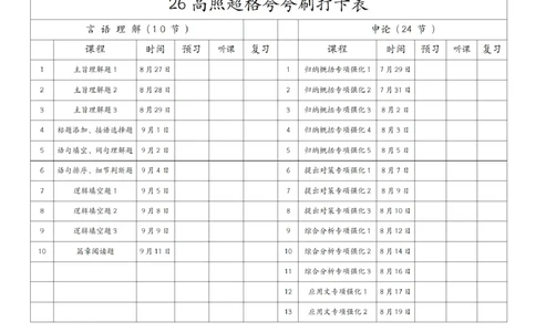 26高照夸夸刷打卡表纯净版（详细版）公众号：引航小鲸鱼_2026考公资料_（06）高照_2026年CG（五合一）行测+申论夸夸刷_高照丨26超格夸夸刷打卡表