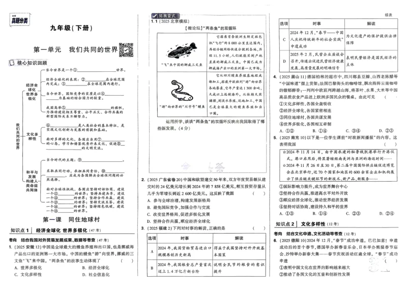 道法精准摸底小卷_2026万唯系列预习复习_2026版初中《万唯》中考真题分类与新考法（语数外物历道生）_2026万唯中考道法分类与新考法