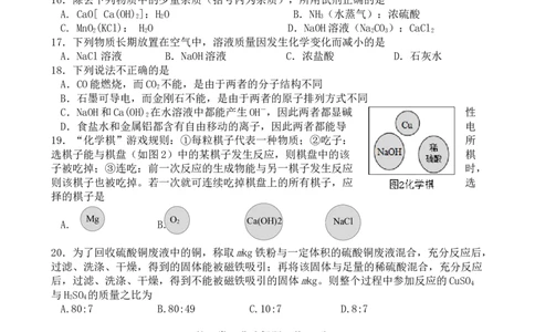 2019年江苏省常州市中考化学试卷及答案_中考真题_5.化学中考真题2015-2024年_地区卷_江苏省_江苏常州中考化学08-22