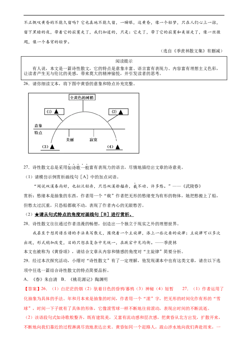 第28讲赏析语言特点（练习）（全国通用）（解析版）_120中考语文全套复习_中考语文复习总复习_一轮复习资料_完2024年中考语文一轮复习课件+讲义+练习（全国通用）
