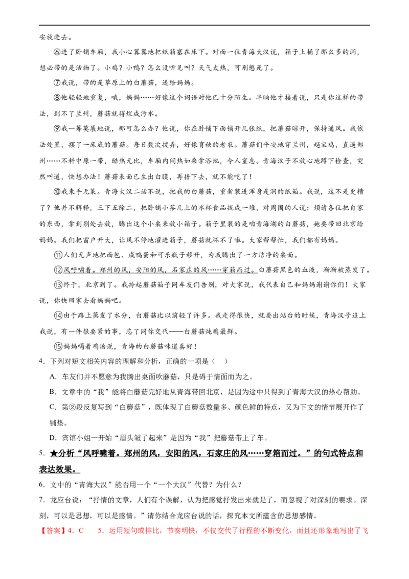 第28讲赏析语言特点（练习）（全国通用）（解析版）_120中考语文全套复习_中考语文复习总复习_一轮复习资料_完2024年中考语文一轮复习课件+讲义+练习（全国通用）