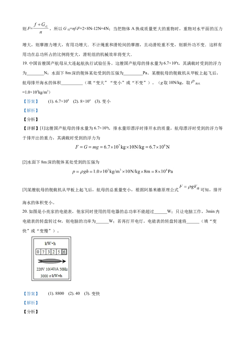 2018年辽宁省铁岭市中考物理试题（解析）_中考真题_4.物理中考真题2015-2024年_地区卷_辽宁物理_辽宁物理_铁岭物理16-22