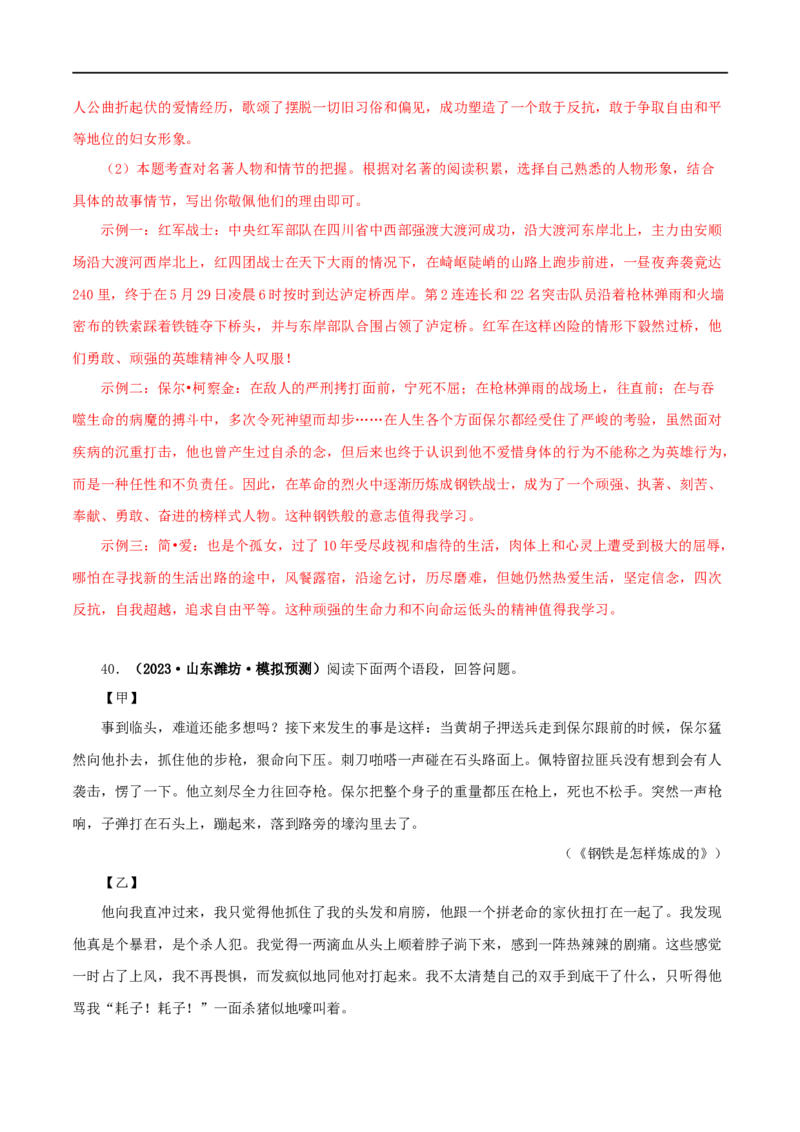 专题13中考名著试题精选60题（二）（解析版）_120中考语文全套复习_中考语文复习总复习_专项复习资料_完2024年中考语文名著阅读知识知识梳理+真题练习_答案解析版