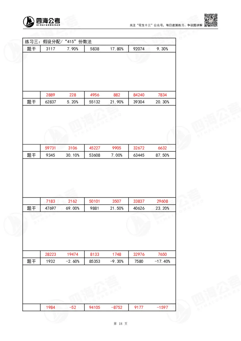 第42期速算无过程版答案--拾伊_2026考公资料_花生十三合集_（96）申论全勤全返、速算训练营、数量刷题营_速算训练营（39期-43期）_42期速算训练营