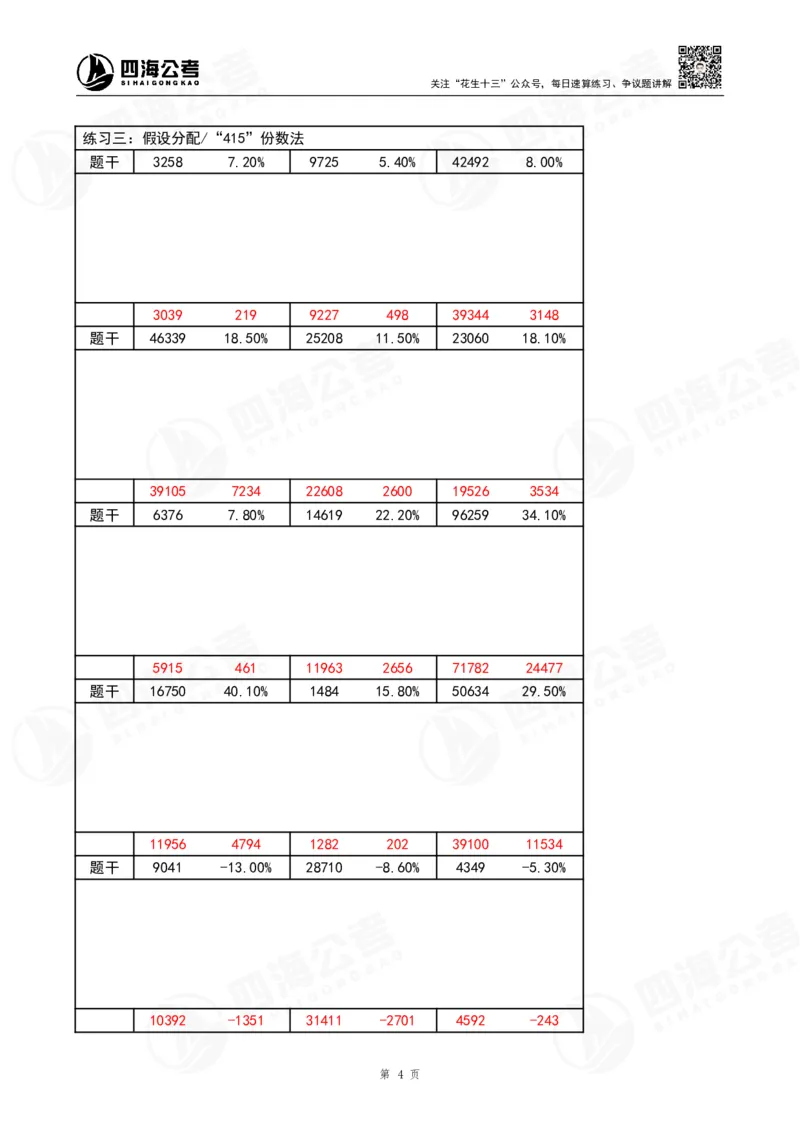 第42期速算无过程版答案--拾伊_2026考公资料_花生十三合集_（96）申论全勤全返、速算训练营、数量刷题营_速算训练营（39期-43期）_42期速算训练营
