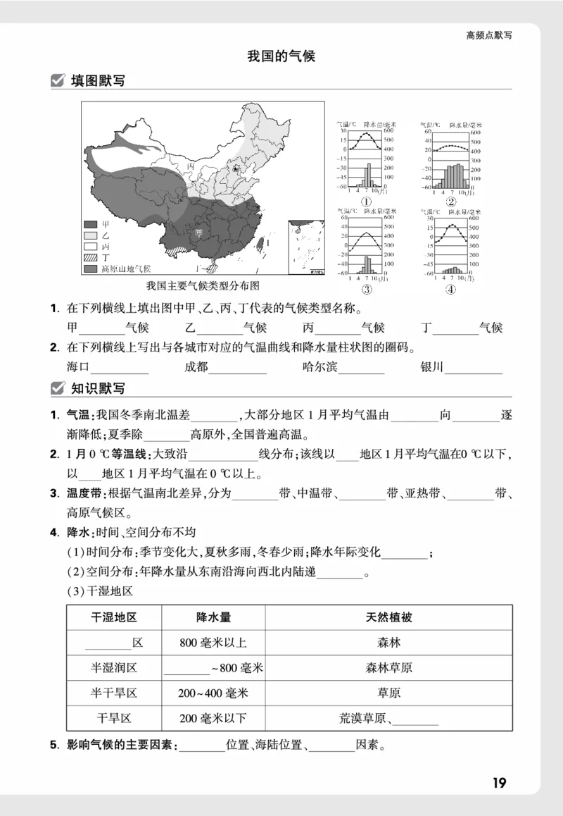地理_高频点默写_2026万唯系列预习复习_2026版初中《万唯中考真题》分类与新考法（化学地理）_地理