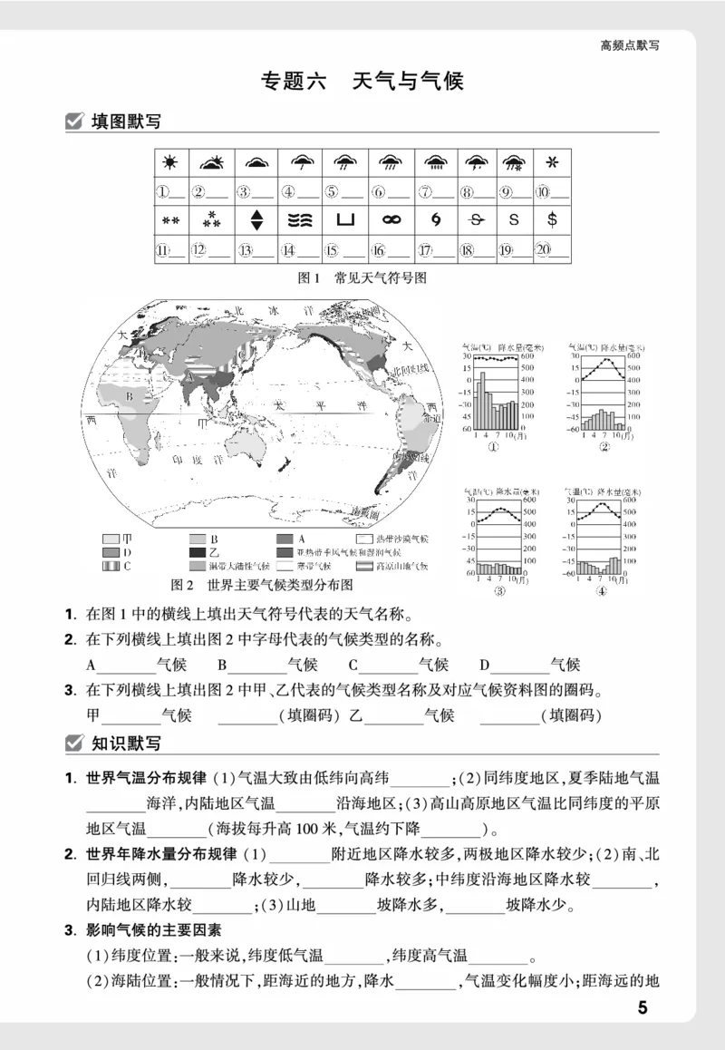 地理_高频点默写_2026万唯系列预习复习_2026版初中《万唯中考真题》分类与新考法（化学地理）_地理