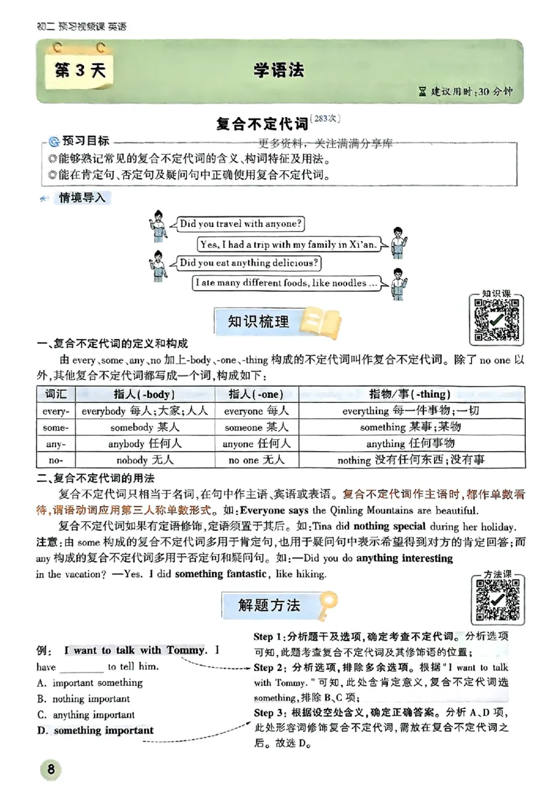 初二预习英语_2026万唯系列预习复习_2026版初中《万唯预习课》8年级上册（语文、英语、物理）（人教）_2026版初中《万唯预习课》8年级上册（英语）