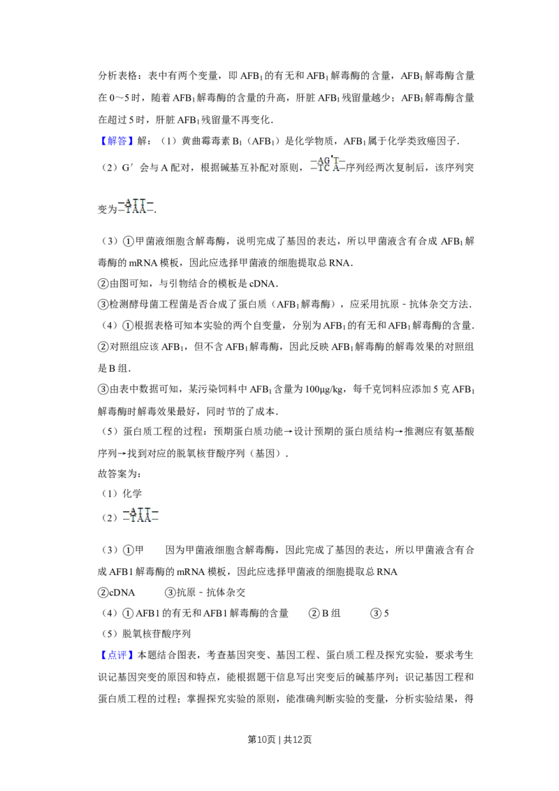 2012年高考生物试卷（天津）（解析卷）_1.高考2025全国各省真题+答案_01.2008-2024全国高考真题（按省份分类）_30.天津_2008-2024&middot;（天津）生物高考真题