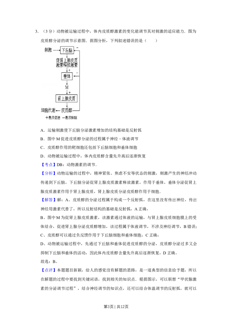 2012年高考生物试卷（天津）（解析卷）_1.高考2025全国各省真题+答案_01.2008-2024全国高考真题（按省份分类）_30.天津_2008-2024&middot;（天津）生物高考真题