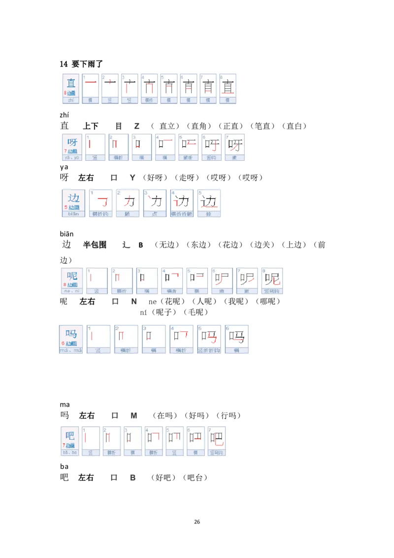 生字笔顺组词（整合版）_一年级上下册资料_一年级上语数英上下册学习资料_3-6-2、小学一年级语文下册_统编、部编、人教（语文全国统一只有一个版）_1、知识点总结_专项-字词句子