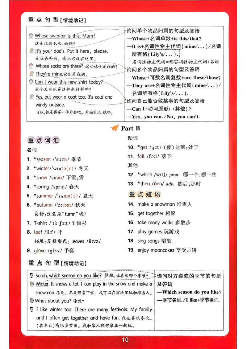 小白鸥情境题同步课时练PEP英语4年级上册：单元知识晨读晚记_2026万唯系列预习复习_2026版小学《万唯小白鸥情景题》3-6年级上册（数学、英语）（人教）