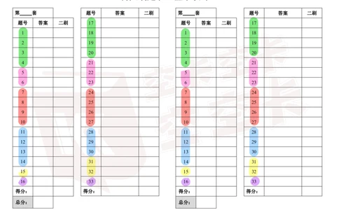 肖八刷题表（彩色打印）公众号：冲鸭学长_2026考公资料_（49）政治理论合集_政治理论合集_2025考研政治pdf（笔记）_肖秀荣考研政治_24肖秀荣_24肖八浓缩背诵笔记合辑