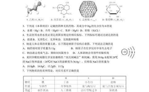 2018年福建省福州市中考化学试题(含答案)_中考真题_5.化学中考真题2015-2024年_地区卷_福建省_福州中考化学08-21