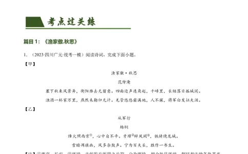 第14讲九下课标古诗词复习（练习）（全国通用）（解析版）_120中考语文全套复习_中考语文复习总复习_一轮复习资料_完2024年中考语文一轮复习课件+讲义+练习（全国通用）