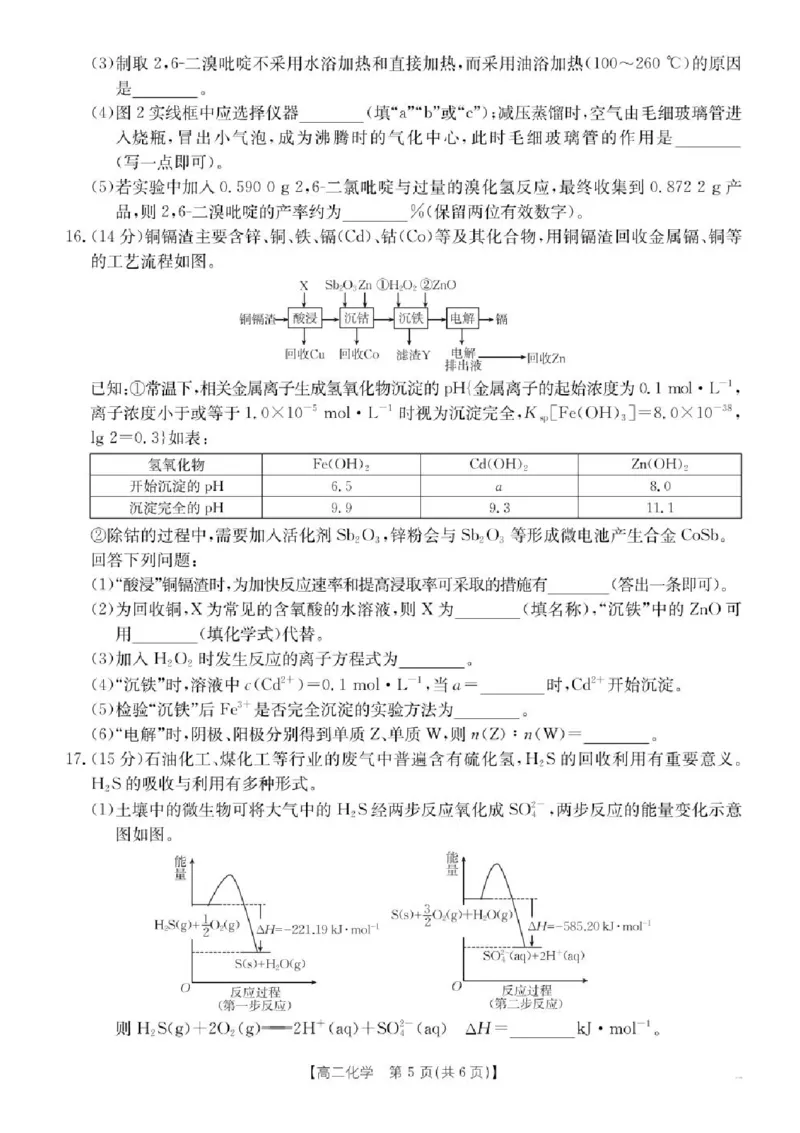 河北省-五个一-名校联盟2024-2025学年高二下学期期末考试化学试题（含答案）_2025年7月_250715河北省&ldquo;五个一&rdquo;名校联盟2024-2025学年高二下学期7月期末