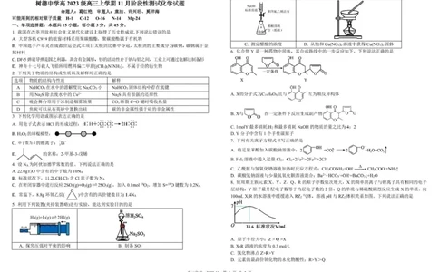树德中学高2023级高三上学期11月阶段测试化学_251125四川省成都市树德中学高2023级高三上学期11月阶段测试（全科）