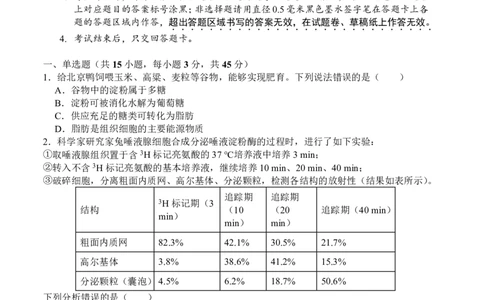 字节精准教育联盟&middot;NCS高2026届高考适应性考试（一诊）生物_251127四川省字节精准教育联盟&middot;NCS高2026届高考适应性考试（一诊）（全科）