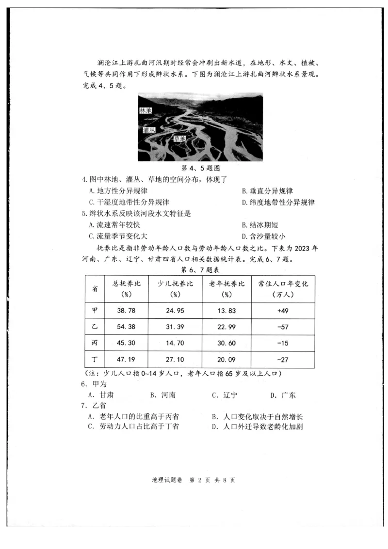 浙江省杭州市2024-2025学年高二下学期6月期末教学质量检测地理试题（含答案）_2025年6月_250625浙江杭州市2024-2025学年高二下学期6月期末考试教学质量检测（全科）