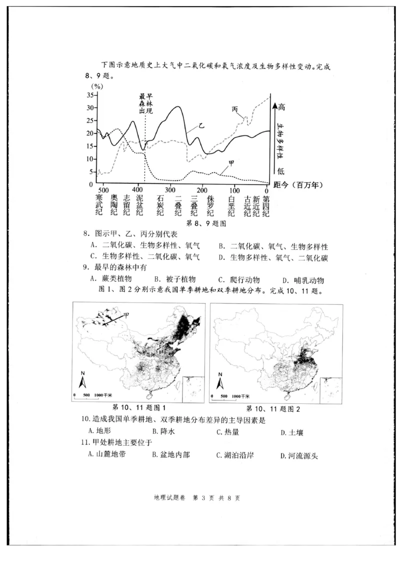 浙江省杭州市2024-2025学年高二下学期6月期末教学质量检测地理试题（含答案）_2025年6月_250625浙江杭州市2024-2025学年高二下学期6月期末考试教学质量检测（全科）
