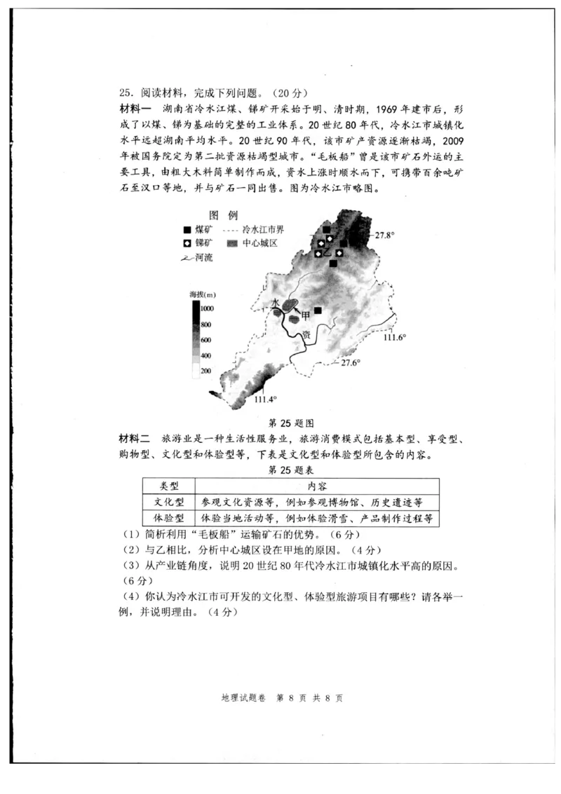 浙江省杭州市2024-2025学年高二下学期6月期末教学质量检测地理试题（含答案）_2025年6月_250625浙江杭州市2024-2025学年高二下学期6月期末考试教学质量检测（全科）