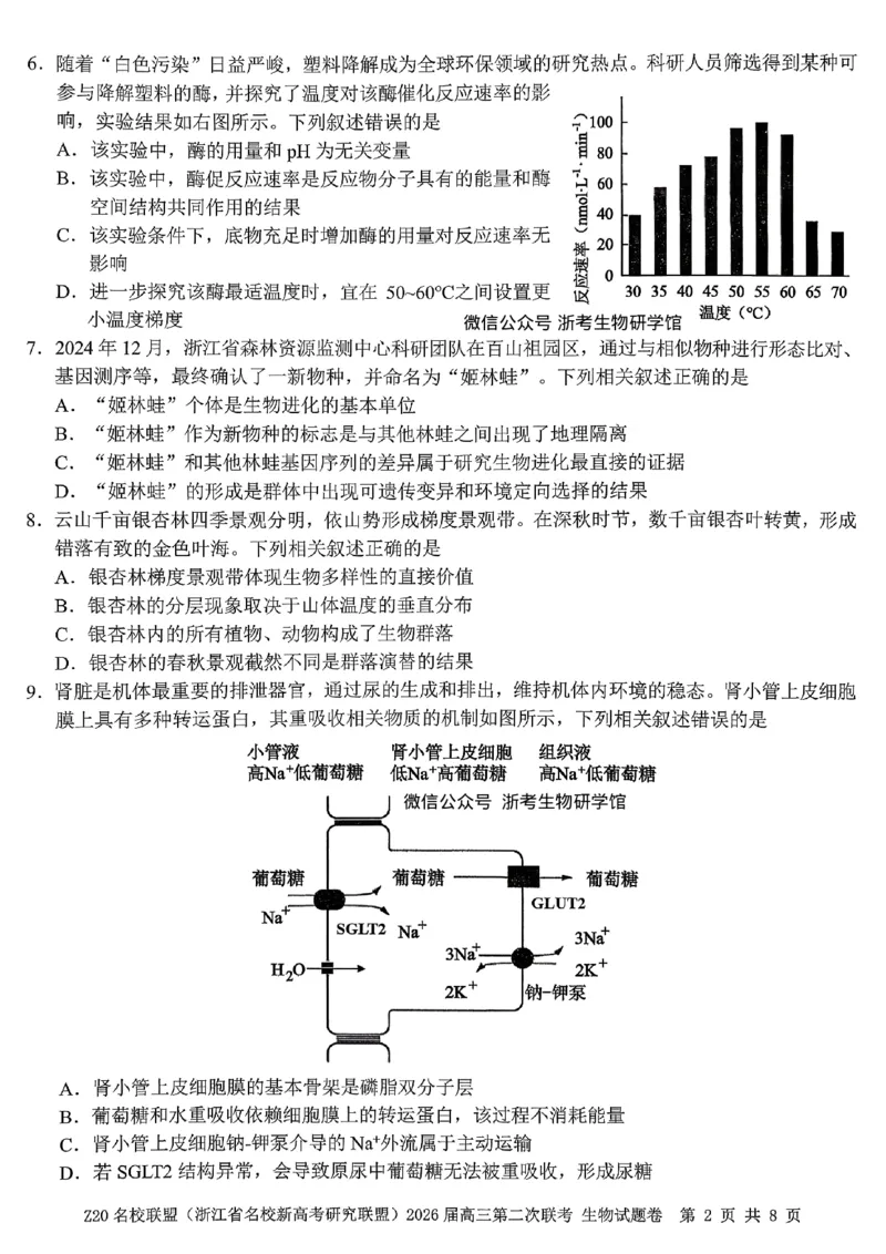 2512浙江省Z20名校联盟高三第二次联考生物试卷_2025年12月_251216Z20名校联盟（浙江省名校新高考研究联盟）2026届高三第二次联考（全科）