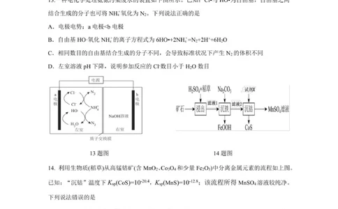 山东省师大附中2025-2026学年高三上学期期中考试化学试题_2025年12月_251201山东省济南市山东师范大学附属中学2025-2026学年高三上学期11月期中（全科）