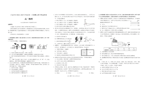 河北省石家庄市2024-2025学年高二下学期期末教学质量检测物理试卷（含答案）_2025年7月_250711河北省石家庄市2024-2025学年高二下学期期末教学质量检测（全科）