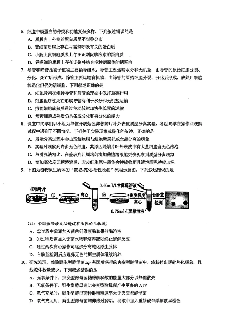 浙江省金华市十校2025-2026学年高三上学期11月模拟考试生物试题（含答案）_251107浙江省金华市十校2025-2026学年高三上学期11月模拟考试（全科）