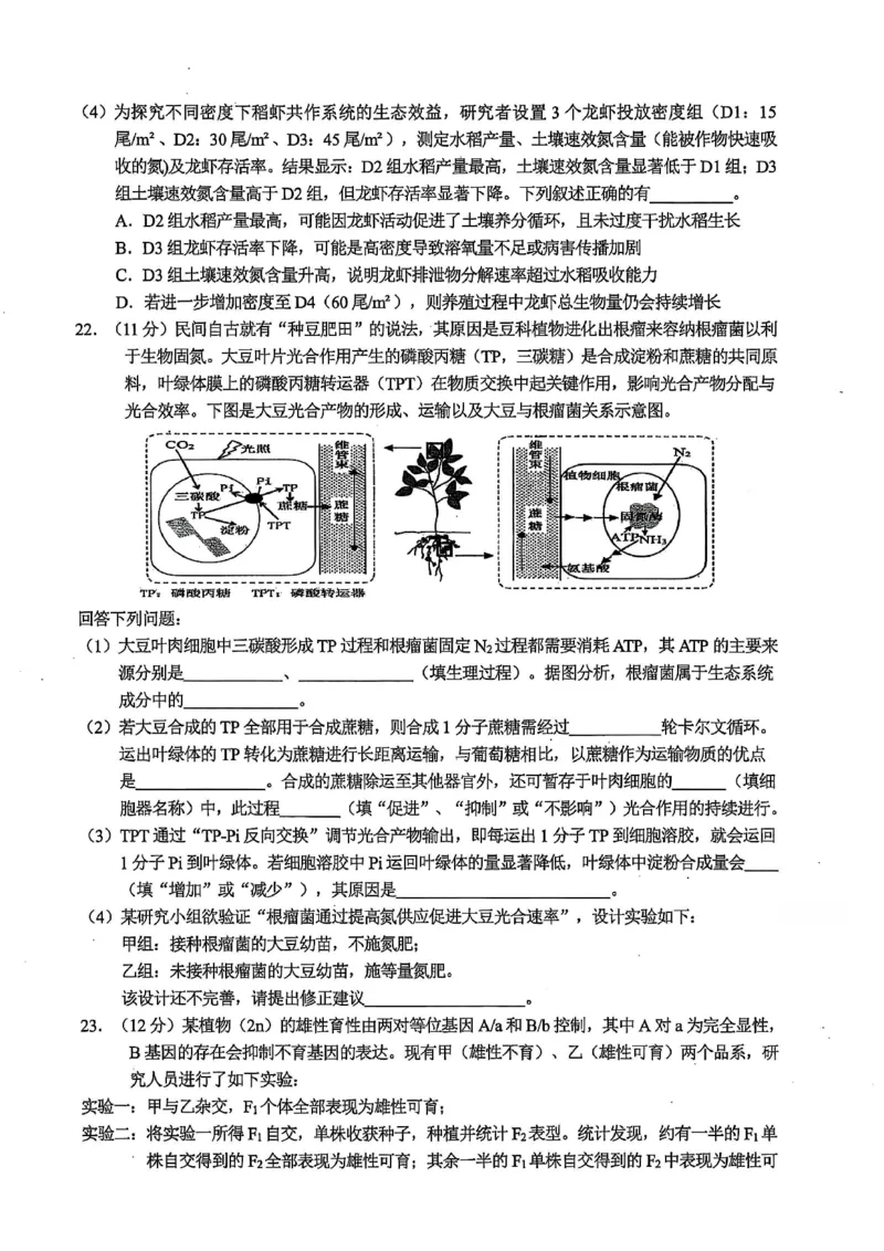 浙江省金华市十校2025-2026学年高三上学期11月模拟考试生物试题（含答案）_251107浙江省金华市十校2025-2026学年高三上学期11月模拟考试（全科）