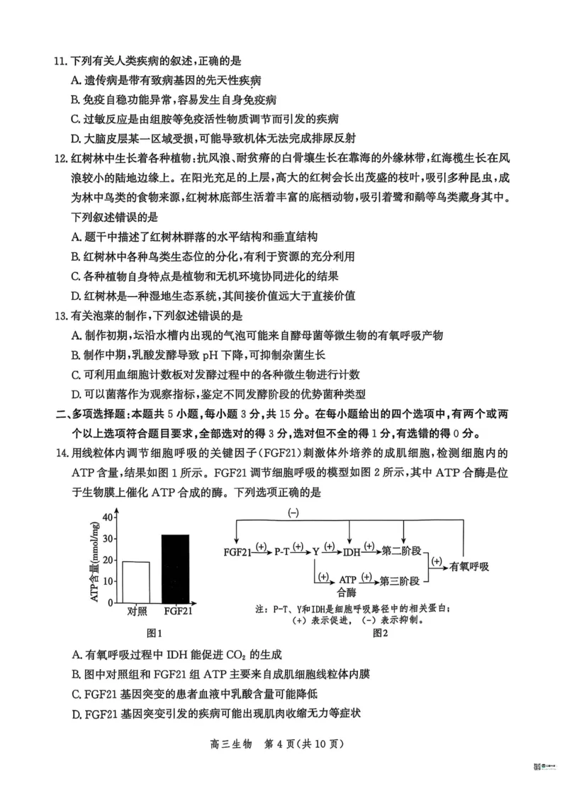 河北省沧衡名校联盟2025-2026学年高三上学期11月期中考试生物试题（含答案）_251118河北省沧衡名校联盟2025-2026学年高三上学期期中质量检测（全科）