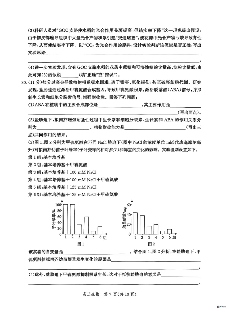 河北省沧衡名校联盟2025-2026学年高三上学期11月期中考试生物试题（含答案）_251118河北省沧衡名校联盟2025-2026学年高三上学期期中质量检测（全科）