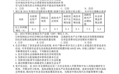 政治试题｜2506丽水高二期末_2025年6月_250628浙江省丽水市2025年6月高二期末考试（全科）