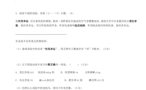 福建省厦门市2016年中考语文真题试题（含答案）_中考真题_1.语文中考真题2015-2024年_2016年全国中考语文140份_2016年全国中考YuWen140份