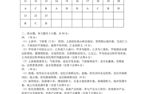 202512江苏省如皋市2025-2026学年度高三年级第一学期教学质量调研（二）地理答案_2025年12月_251218江苏南通市如皋市2026届高三上学期教学质量调研（二）（全科）
